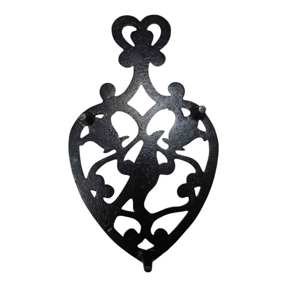 Vintage Cast Iron Trivet Noble Pennsylvania Dutch Folk Art Design